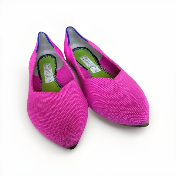 Rothy's The Point Ballet Flats Dragon Fruit Size 8 Pink Colorful Sustainable NEW - Picture 3 of 7